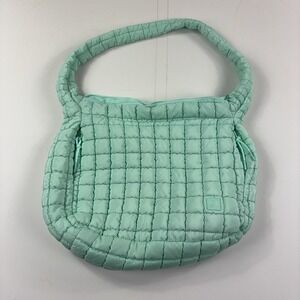 Iris & Rainbow Shoulder Bag Womens Large Green Quilted Puffer Zip Pockets